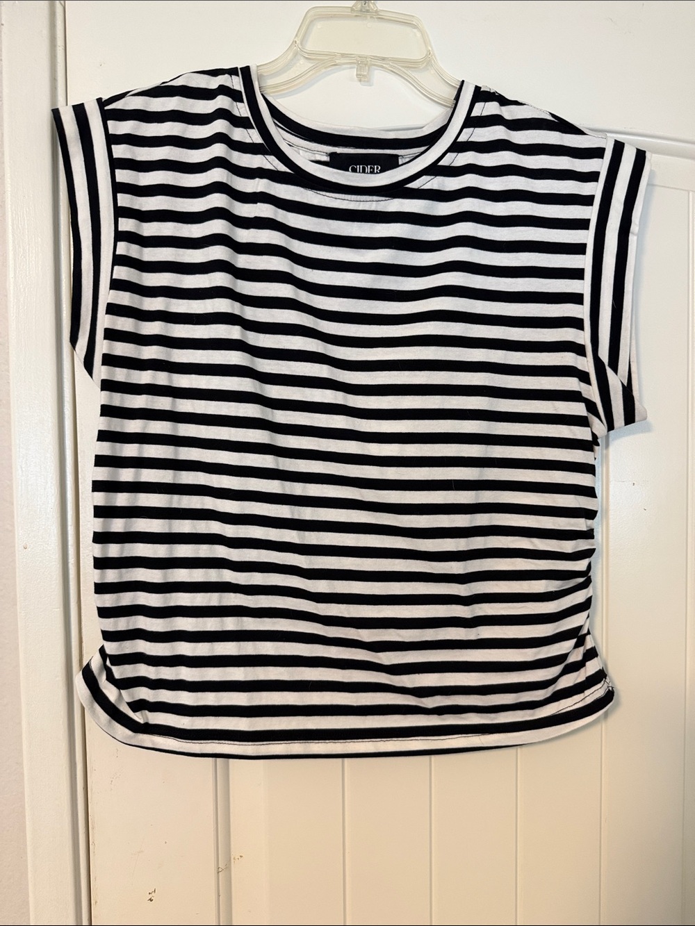 Cider Black & White Striped Tee Top